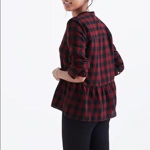 Madewell Plaid Peplum Button Up